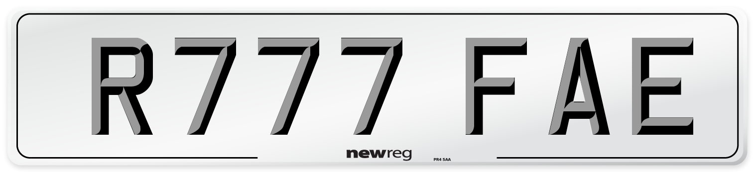 R777 FAE Number Plate from New Reg